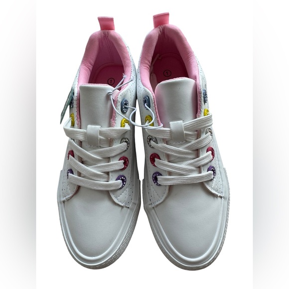 Kids- Youth Girls- Perforated Sneaker Shoes with Rhinestone Grommets- Sz- 11&1 - Picture 2 of 11